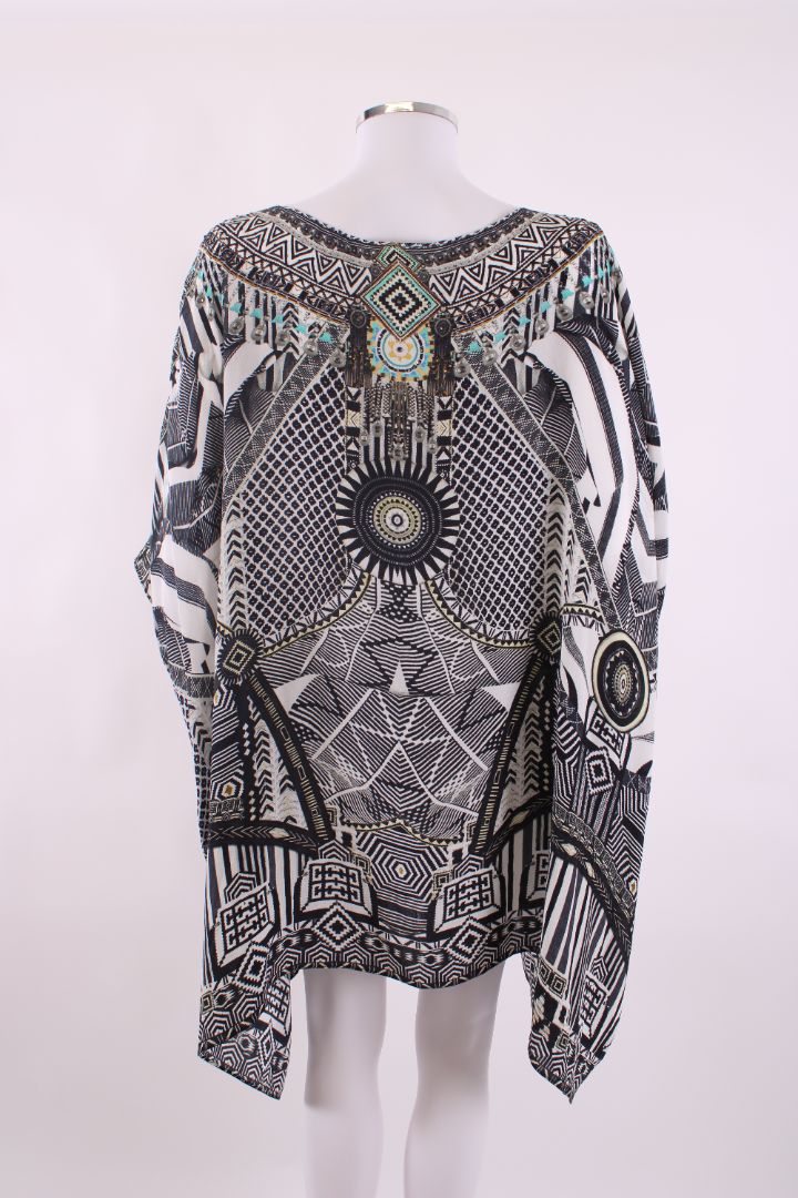 Camilla S/S Aztec Crystal Kaftan Blouse Black/ White O/S