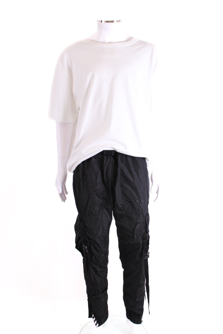 Off White Nylon Cargo Trousers Black L