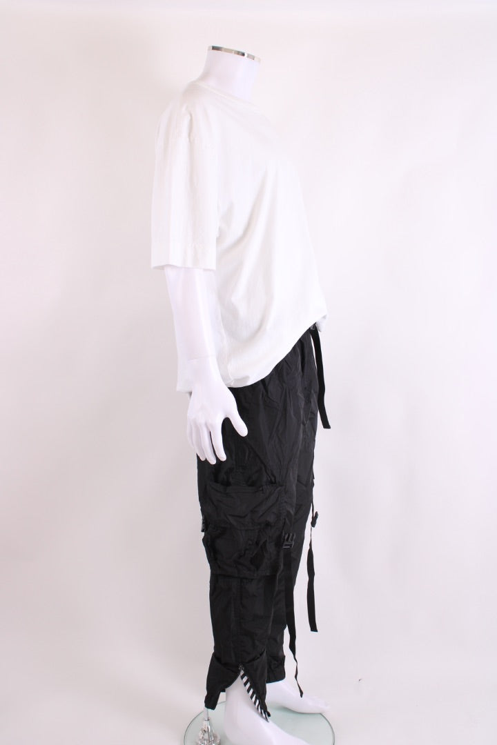 Off White Nylon Cargo Trousers Black L