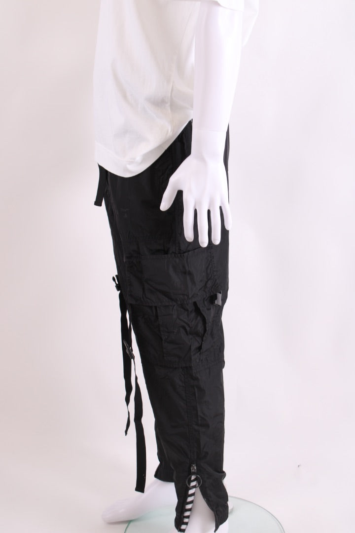 Off White Nylon Cargo Trousers Black L