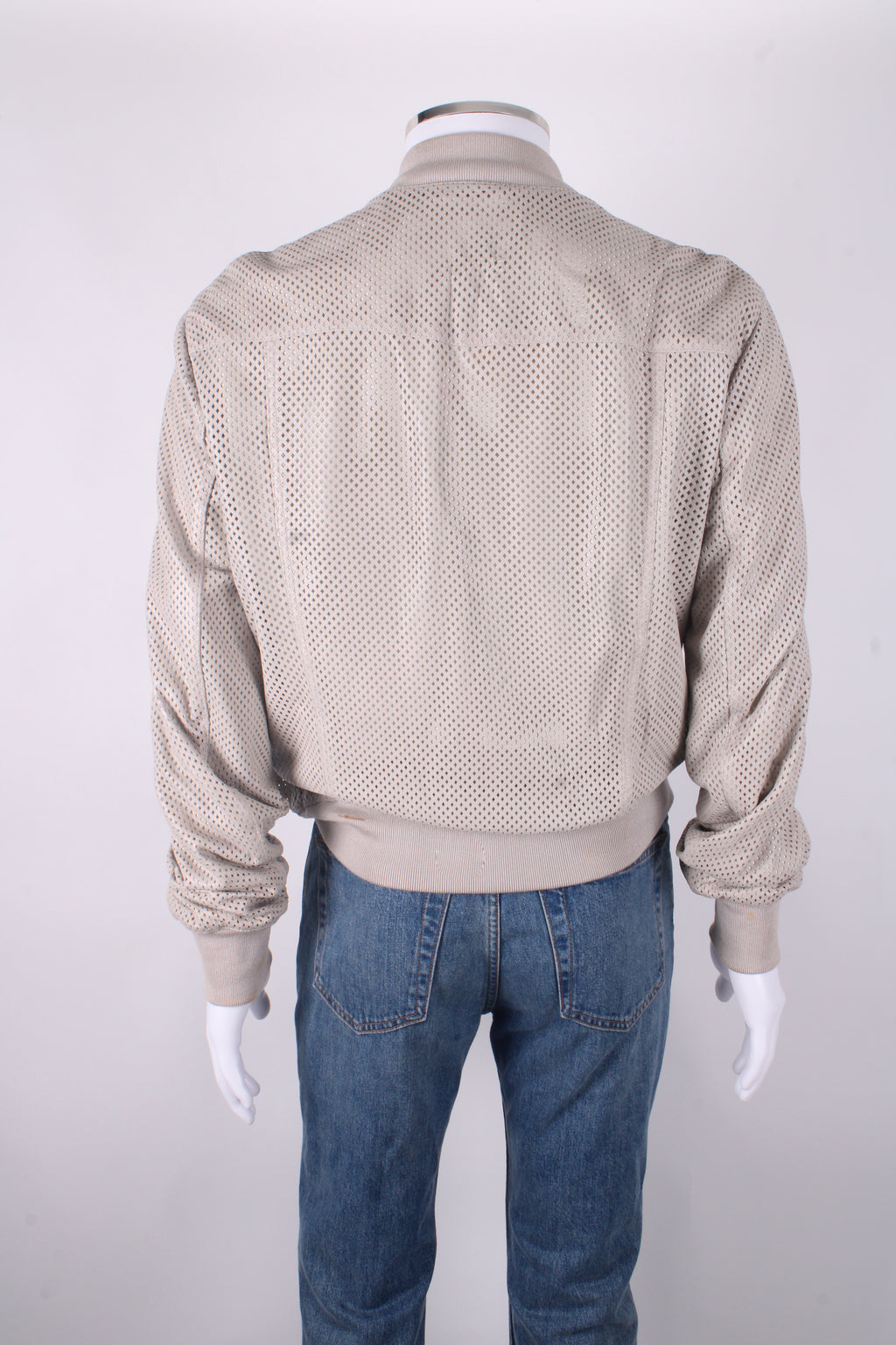 Dolce & Gabbana Perforated Lambskin Leather Jacket Beige 54