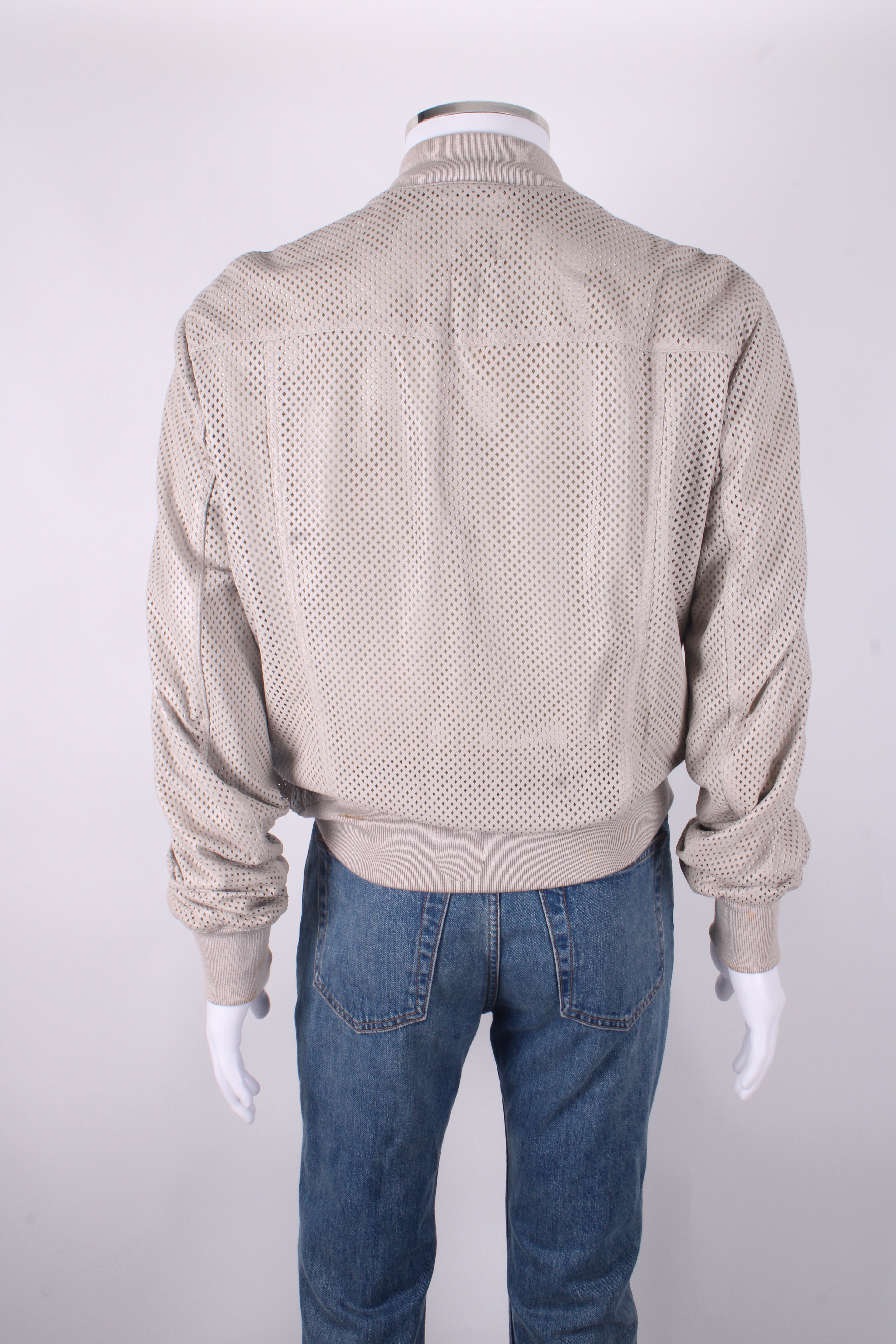 Dolce & Gabbana Perforated Lambskin Leather Jacket Beige 54