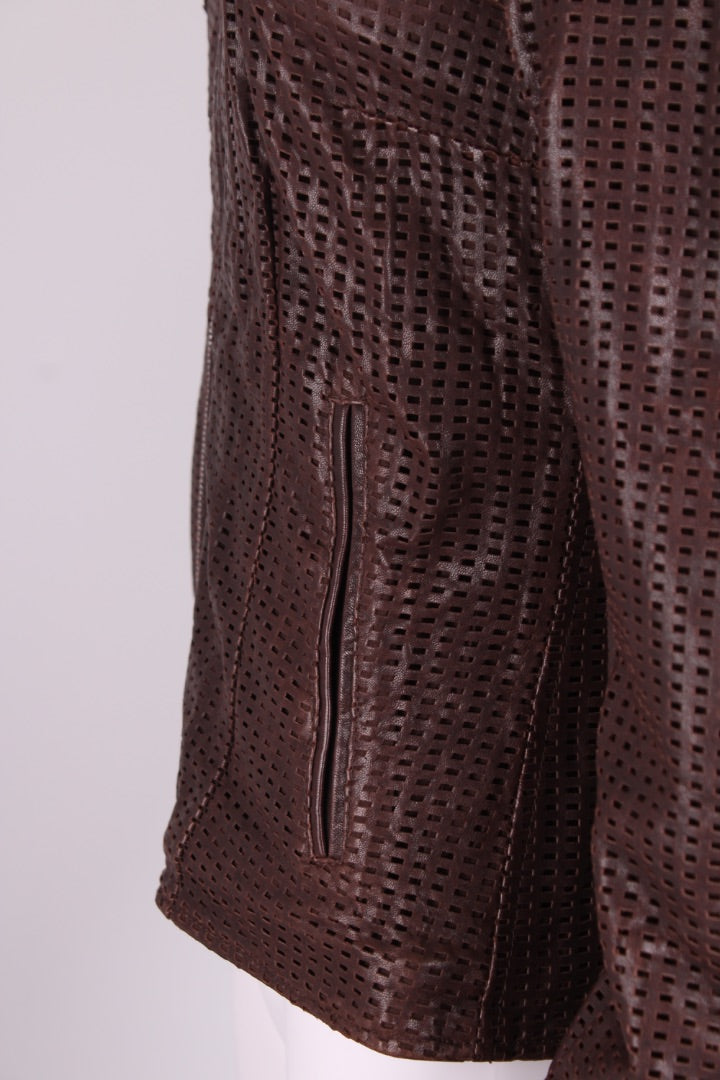 Dolce & Gabbana Mesh Leather Jacket Brown S