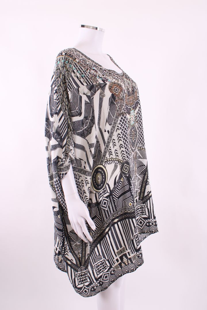 Camilla S/S Aztec Crystal Kaftan Blouse Black/ White O/S