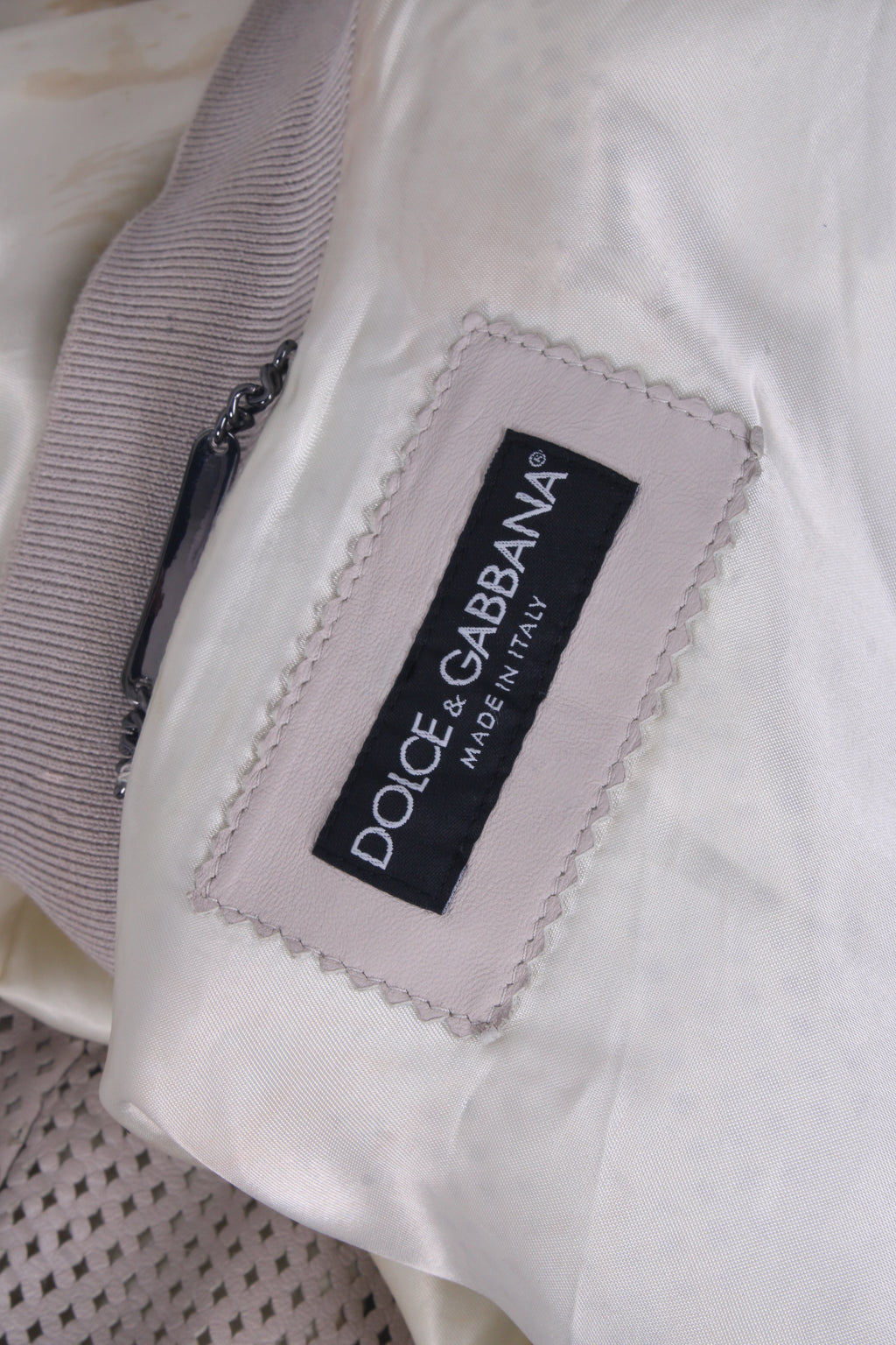 Dolce & Gabbana Perforated Lambskin Leather Jacket Beige 54