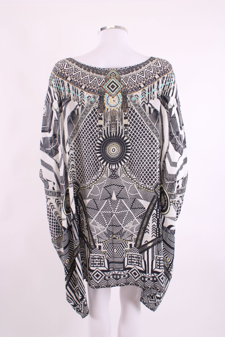 Camilla S/S Aztec Crystal Kaftan Blouse Black/ White O/S
