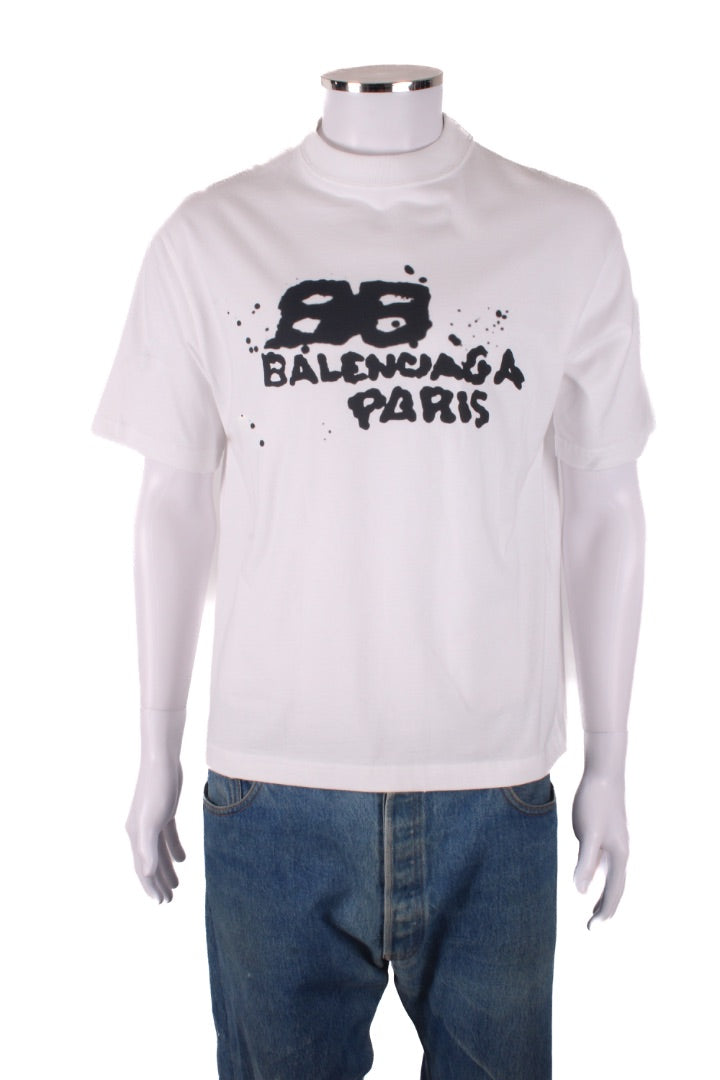 Balenciaga Graffiti Logo T-shirt White/ Black XXS
