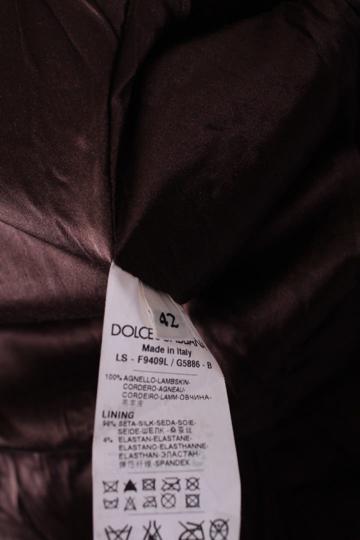 Dolce & Gabbana Mesh Leather Jacket Brown S
