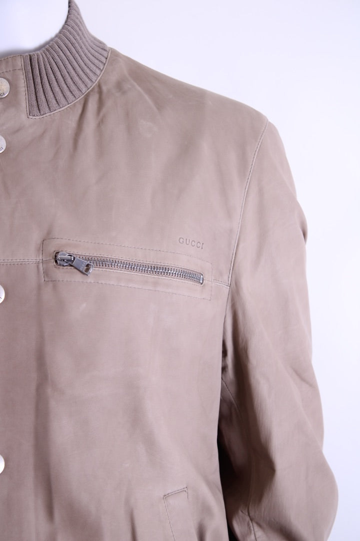 Gucci Leather Bomber Beige 56