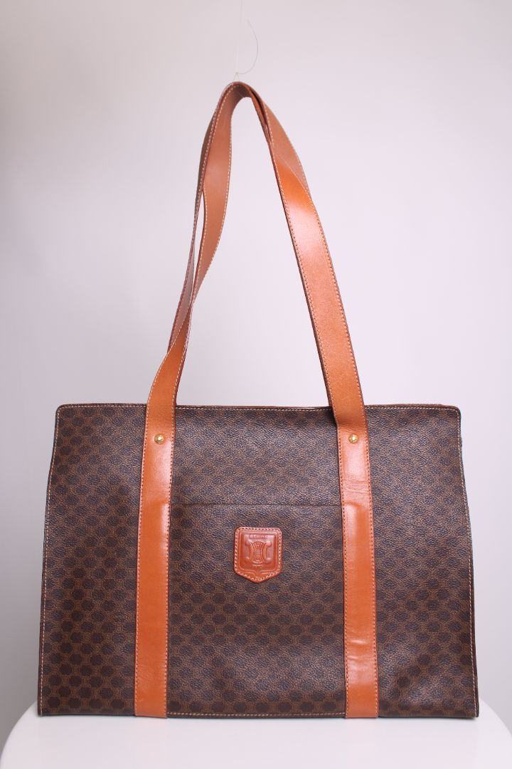 Celine Macadam Shopper Tote Brown