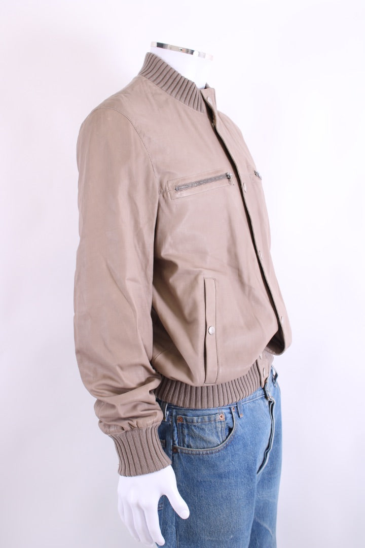 Gucci Leather Bomber Beige 56