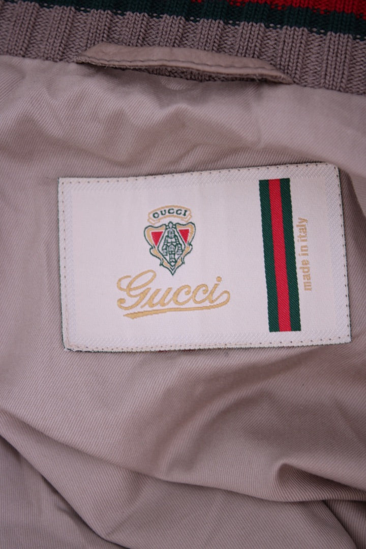 Gucci Leather Bomber Beige 56