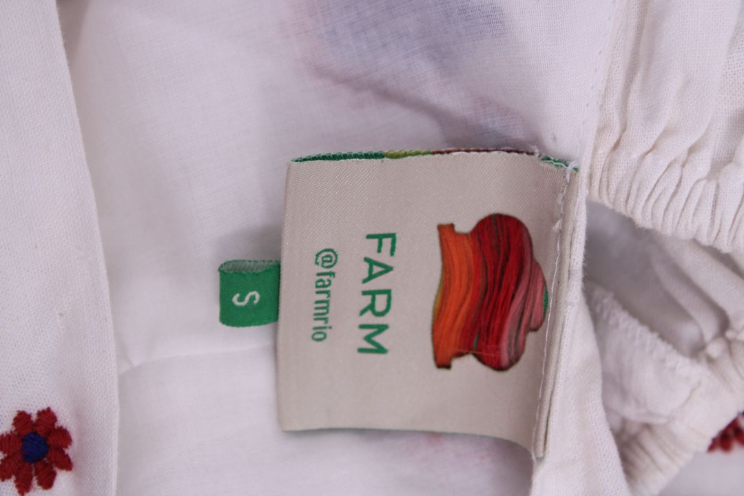 Farm Rio S/S Embroidered Dress Cream/ Blue S