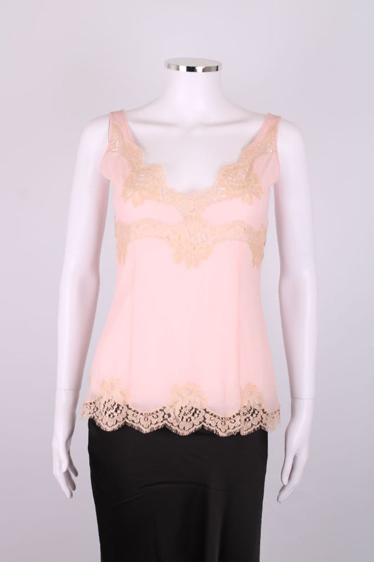 Dolce & Gabbana S/S Lace Trim Camisole Pink/ Cream S