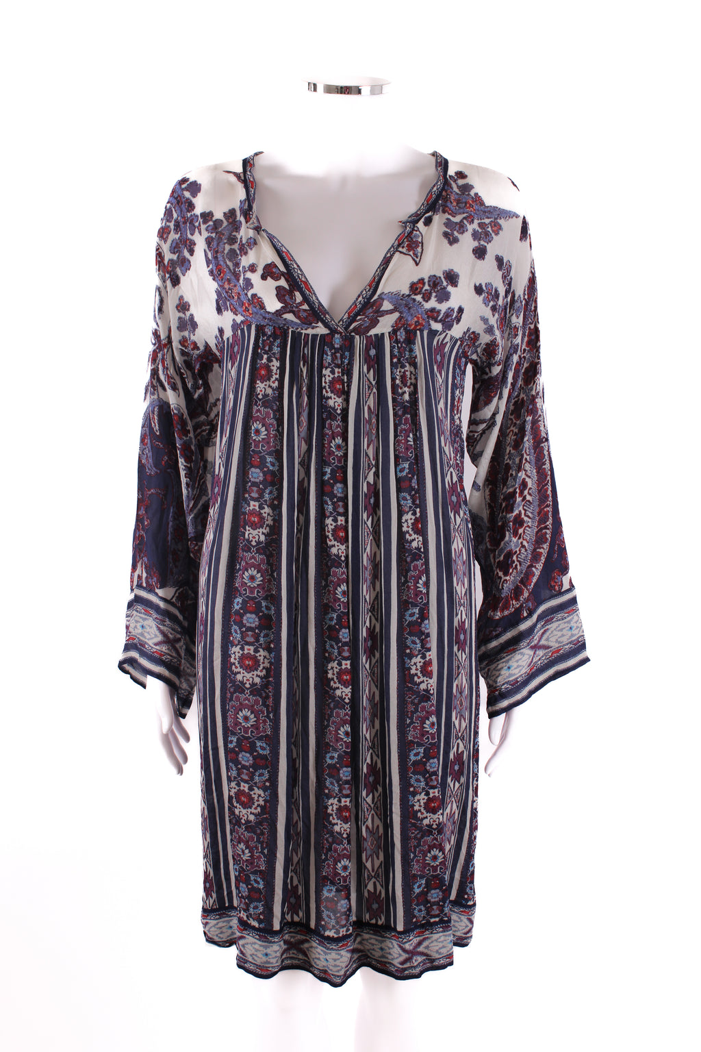 Isabel Marant Etoile L/S Paisley Print Tunic Dress Cream/ Navy S