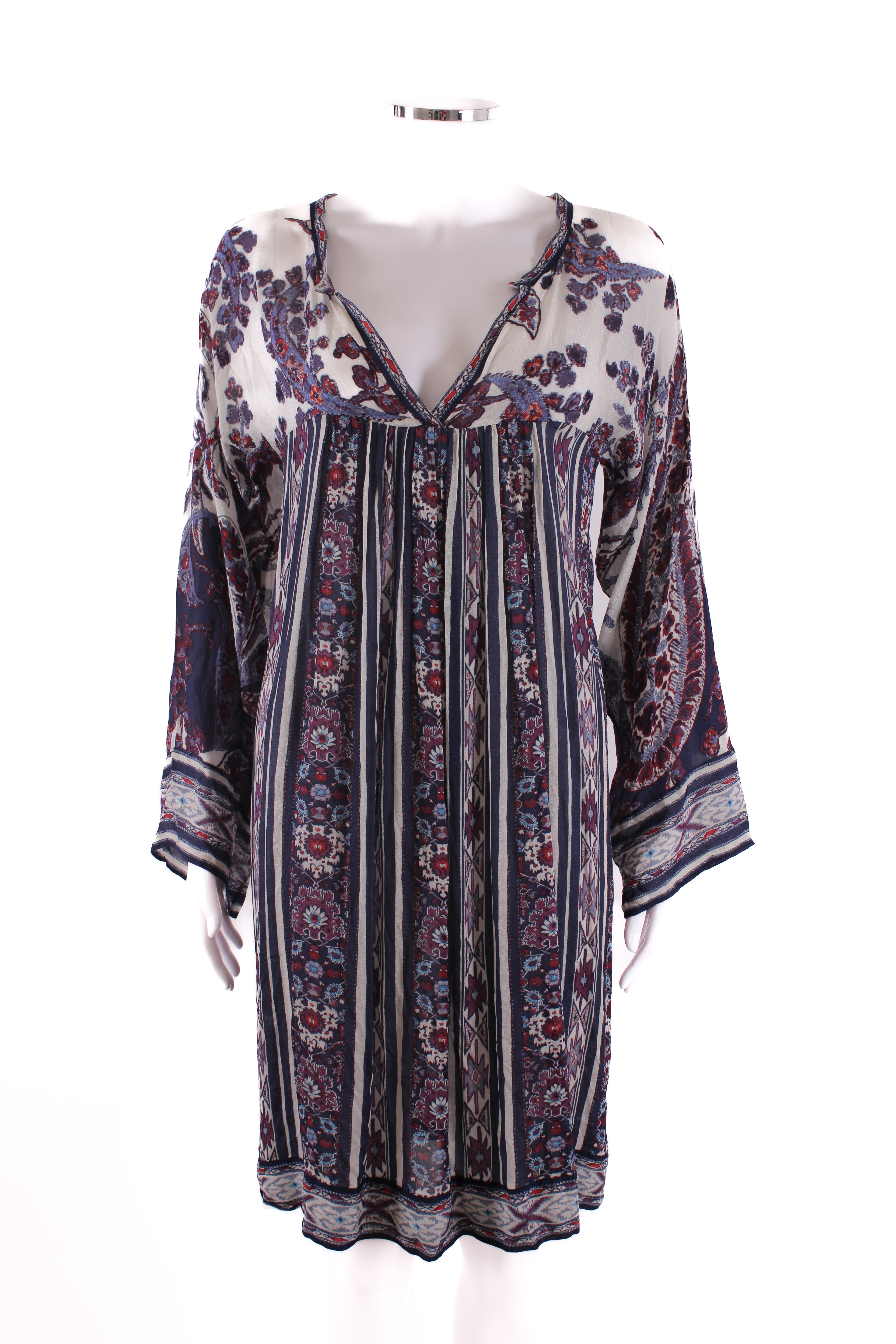 Isabel Marant Etoile L/S Paisley Print Tunic Dress Cream/ Navy S