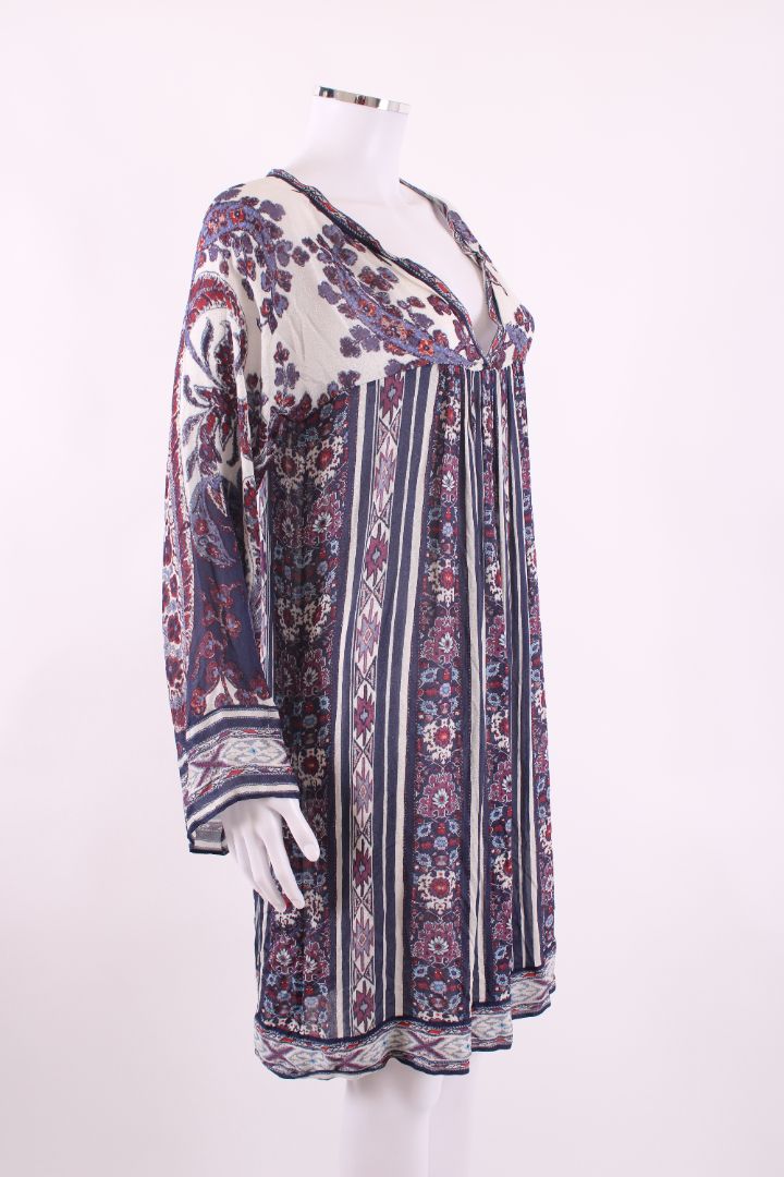 Isabel Marant Etoile L/S Paisley Print Tunic Dress Cream/ Navy S