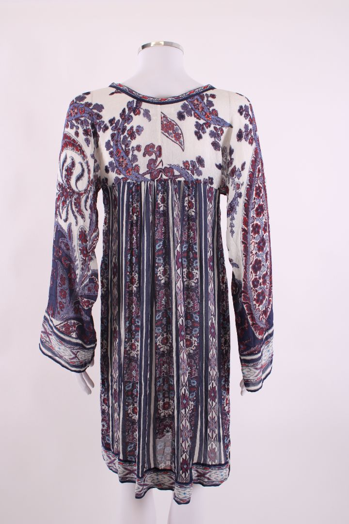 Isabel Marant Etoile L/S Paisley Print Tunic Dress Cream/ Navy S