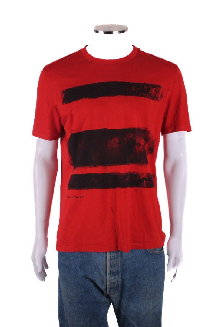 Balenciaga 2015 Brushstroke T-shirt Red M