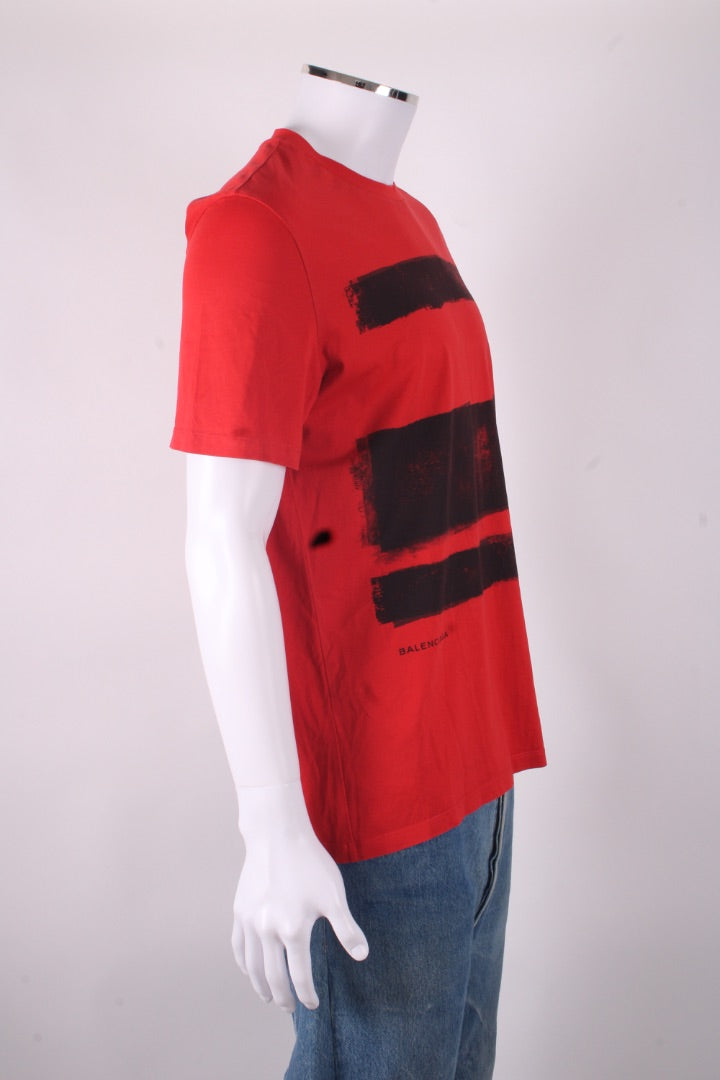 Balenciaga 2015 Brushstroke T-shirt Red M