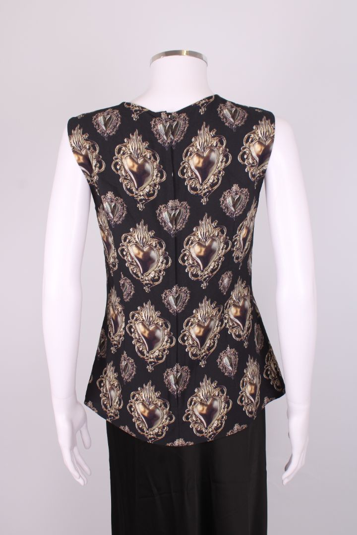 Dolce & Gabbana Printed heart jewellery zip up top black and gold 42