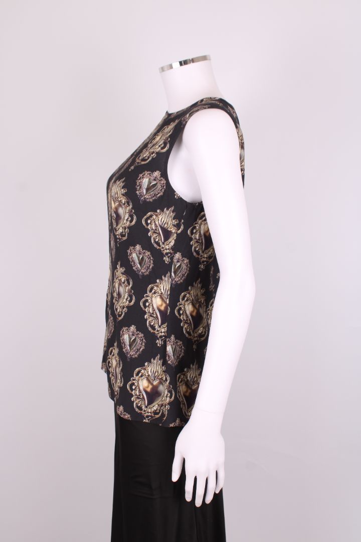 Dolce & Gabbana Printed heart jewellery zip up top black and gold 42
