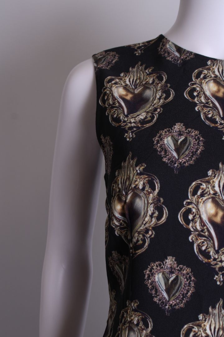 Dolce & Gabbana Printed heart jewellery zip up top black and gold 42