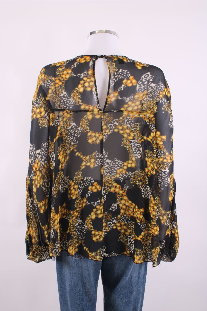 Giambattista Valli Long Sleeve Top Black / yellow pattererened M