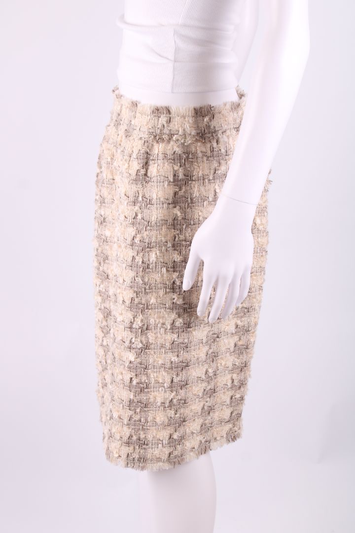 Dolce & Gabbana Boucle Skirt Cream/ Grey M