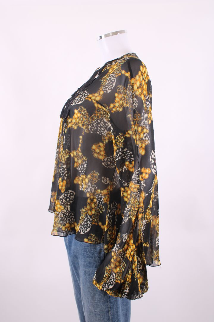 Giambattista Valli Long Sleeve Top Black / yellow pattererened M