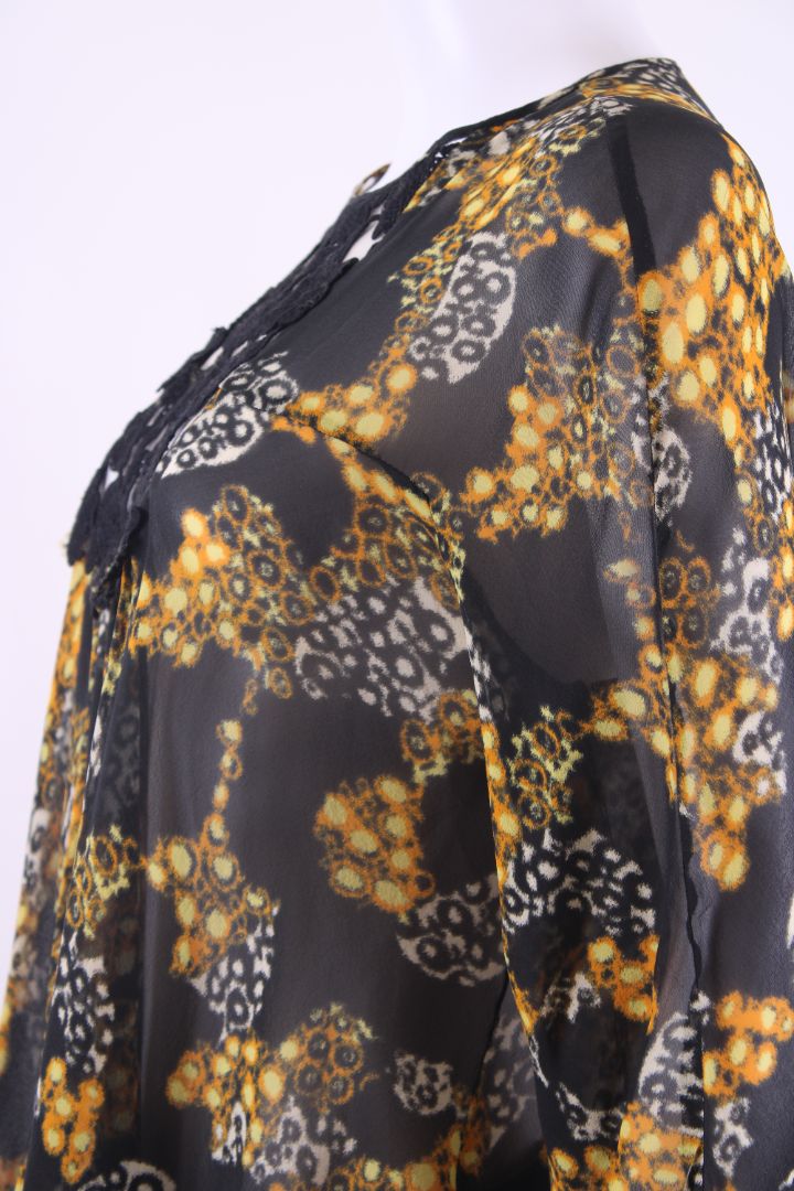 Giambattista Valli Long Sleeve Top Black / yellow pattererened M