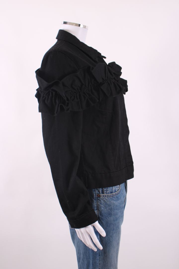 J Brand X Simone Rocha Ruffle Denim Jacket Black M
