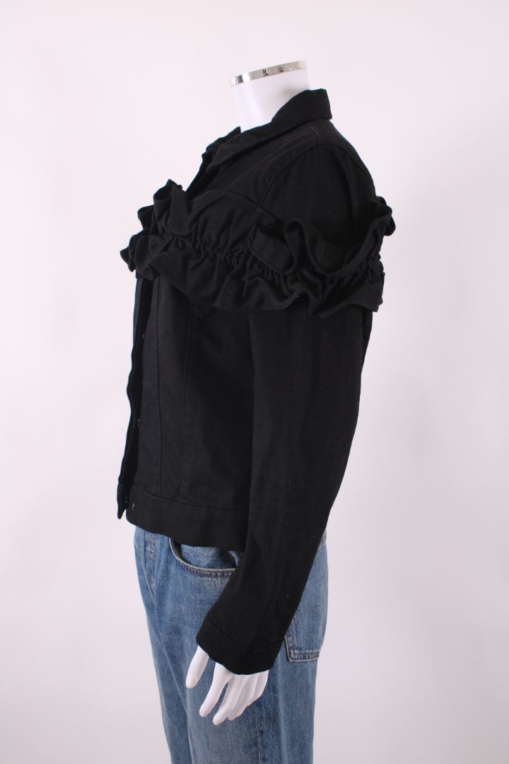 J Brand X Simone Rocha Ruffle Denim Jacket Black M
