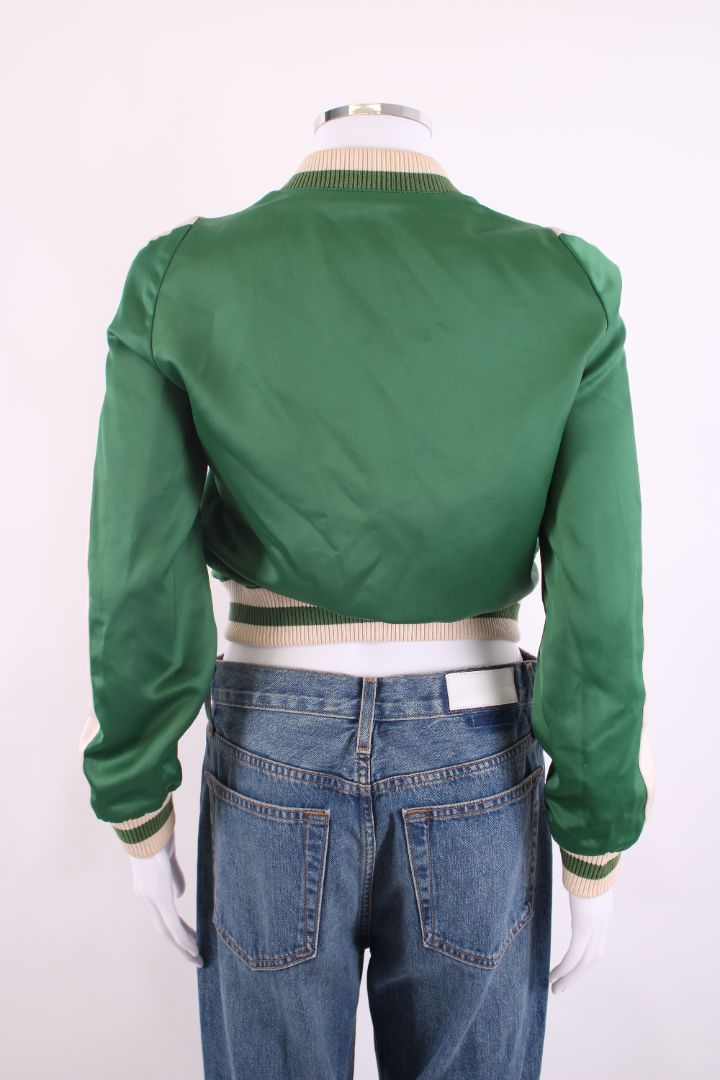 Maje Embroidered Varsity Bomber Jacket Green 38