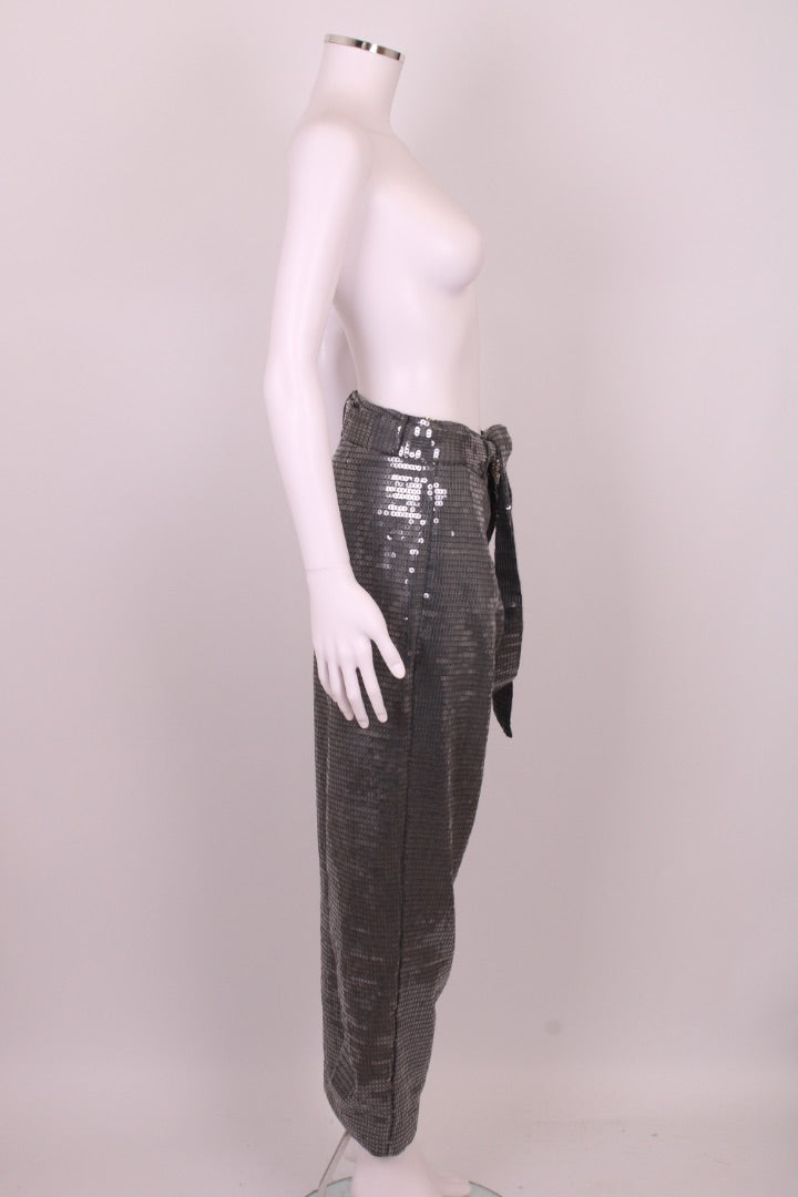 Izaak Azanei Sequin Trousers Silver M