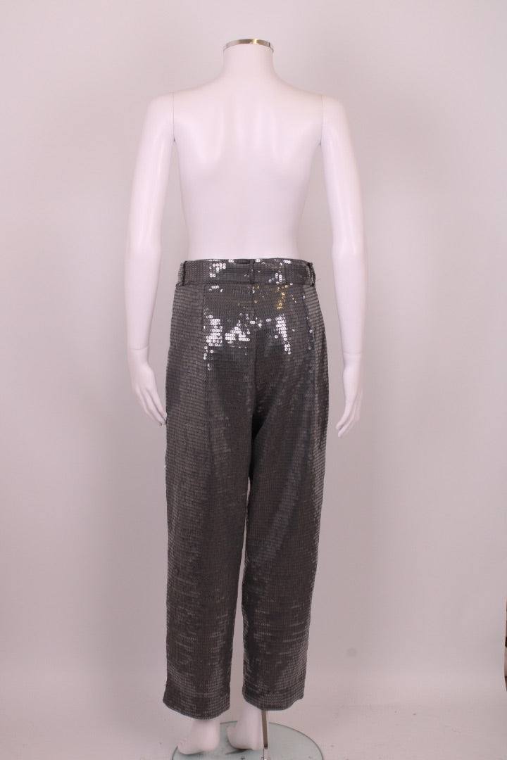 Izaak Azanei Sequin Trousers Silver M
