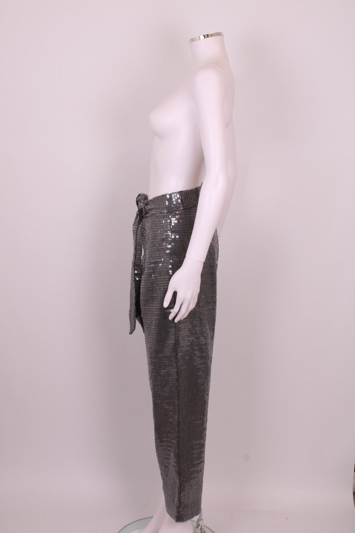 Izaak Azanei Sequin Trousers Silver M