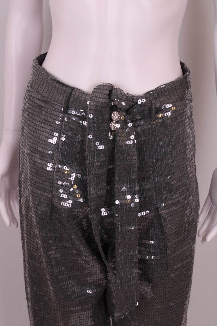 Izaak Azanei Sequin Trousers Silver M