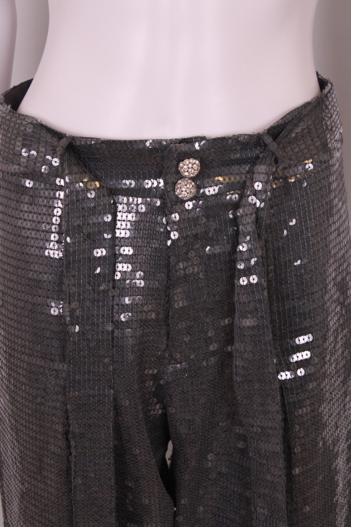 Izaak Azanei Sequin Trousers Silver M