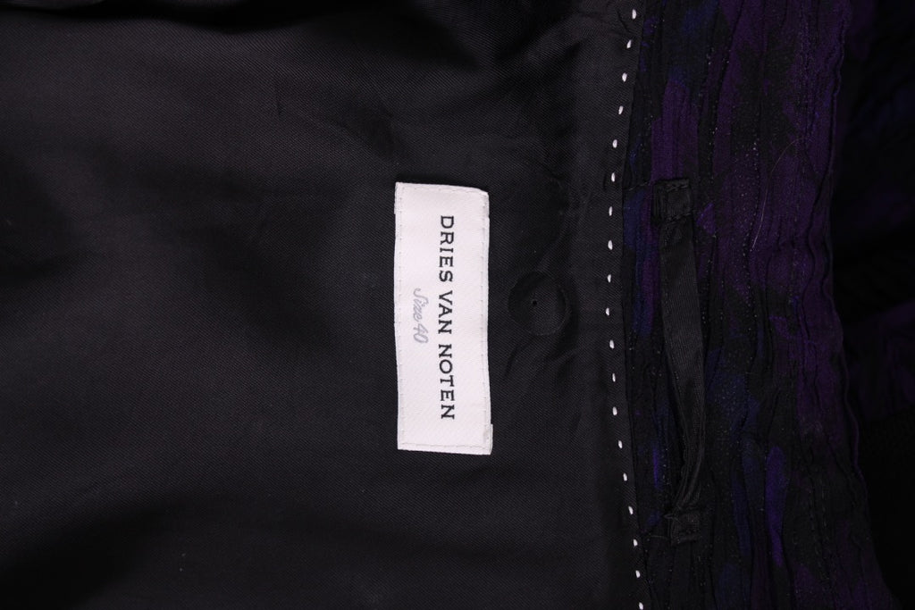 Dries Van Noten Pleated Print Jacket Purple/ Black M