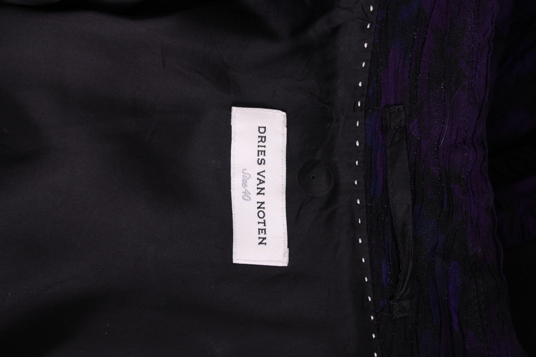 Dries Van Noten Pleated Print Jacket Purple/ Black M