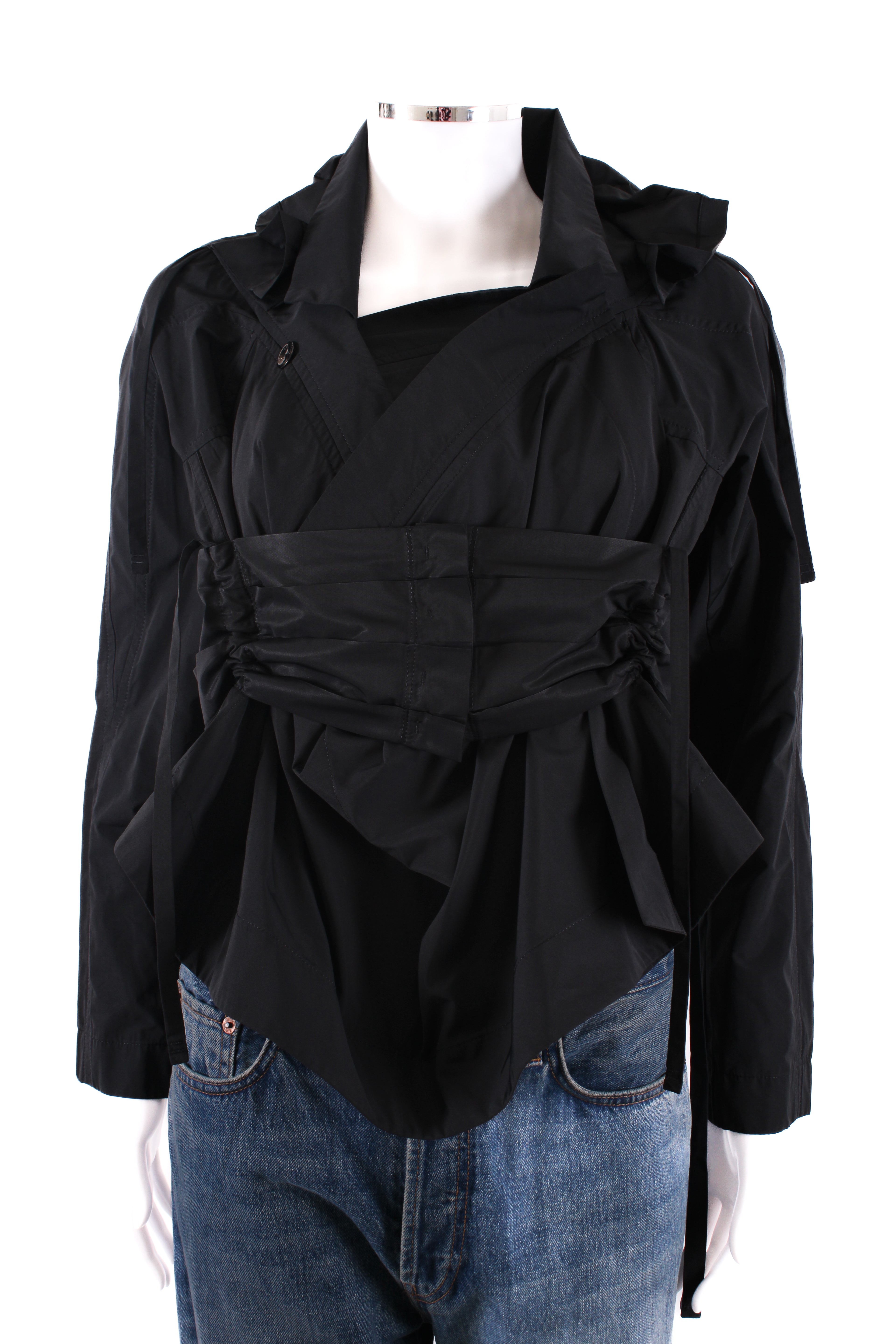 J Brand X Simone Rocha Ruffle Denim Jacket Black M
