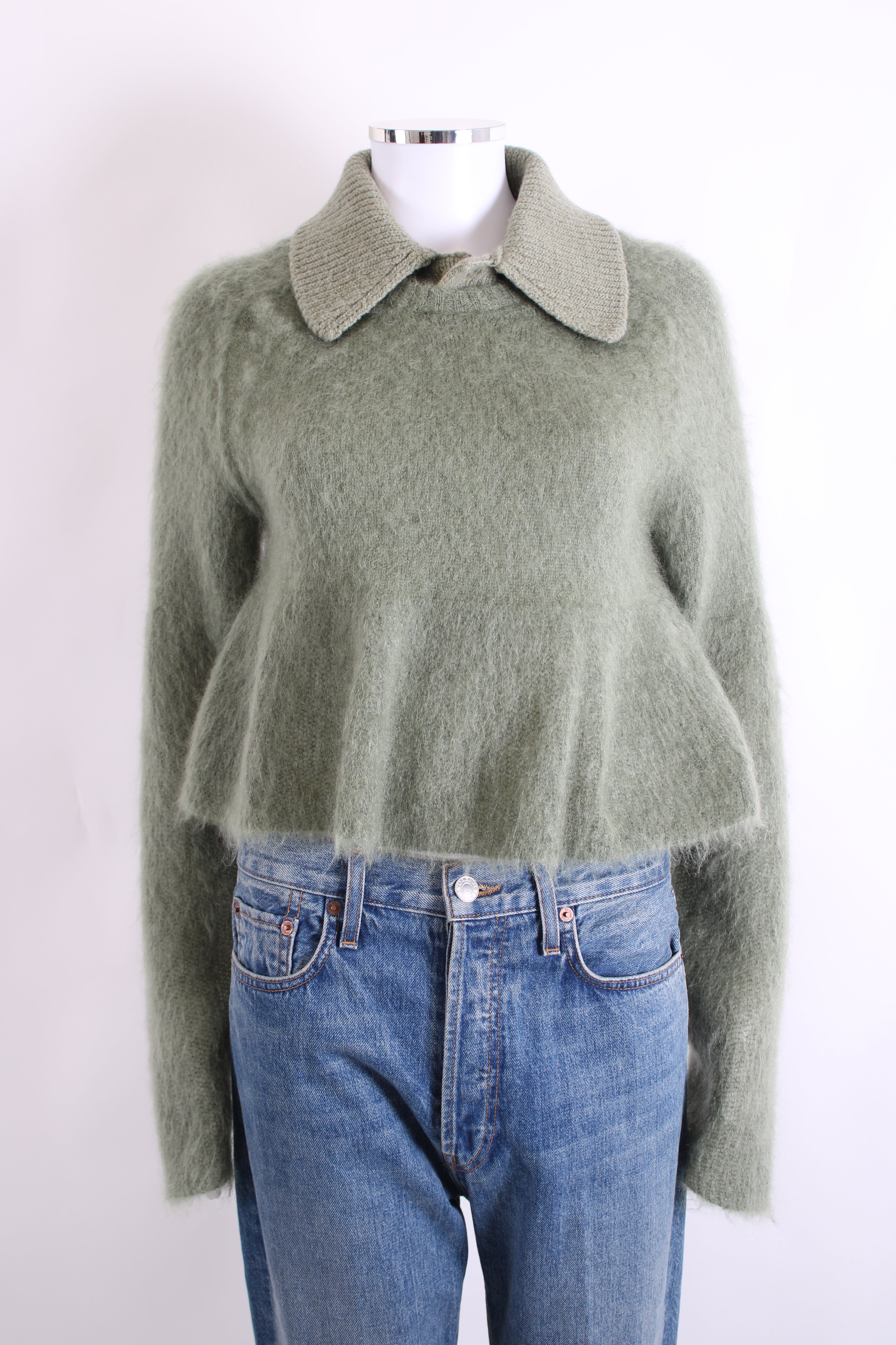 Loewe Mohair Peplum Jumper Sage Green S