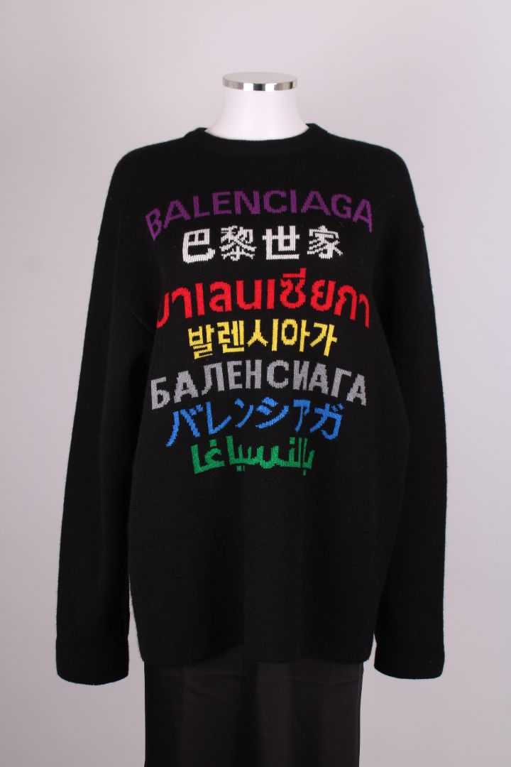 Balenciaga Logo Languages Jumper Black S