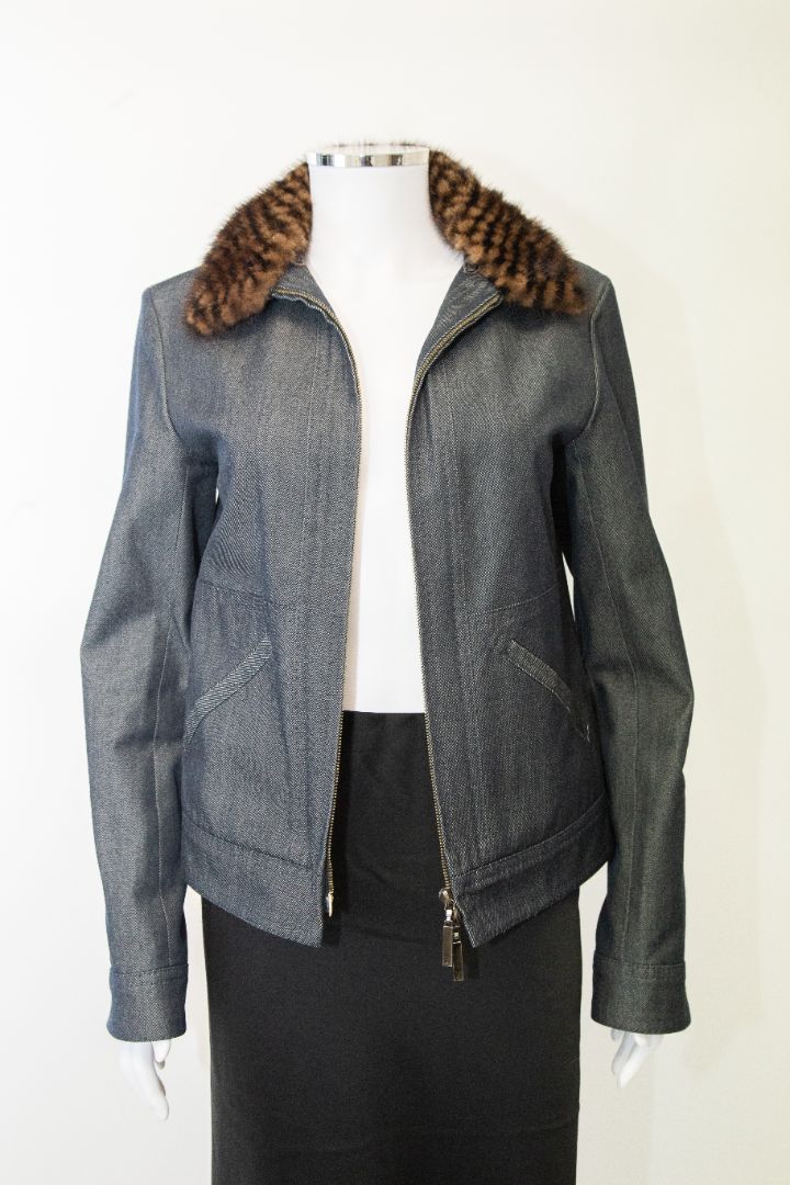 Louis Vuitton Mink Collar Denim Jacket Denim IT38