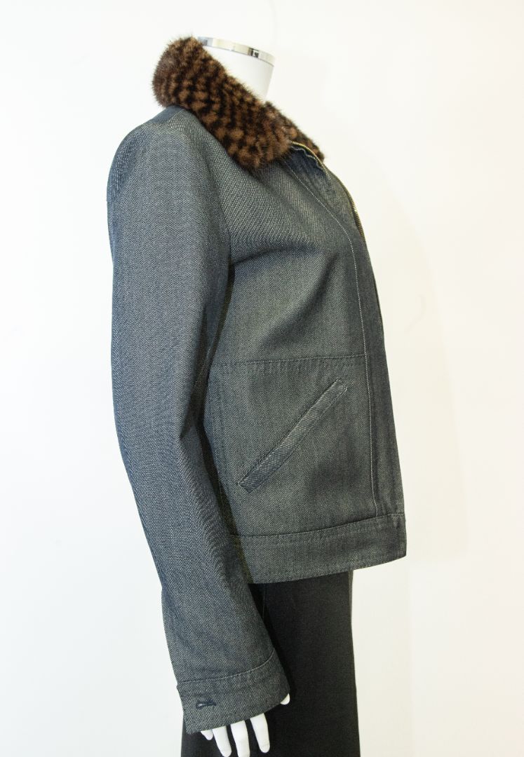 Louis Vuitton Mink Collar Denim Jacket Denim IT38