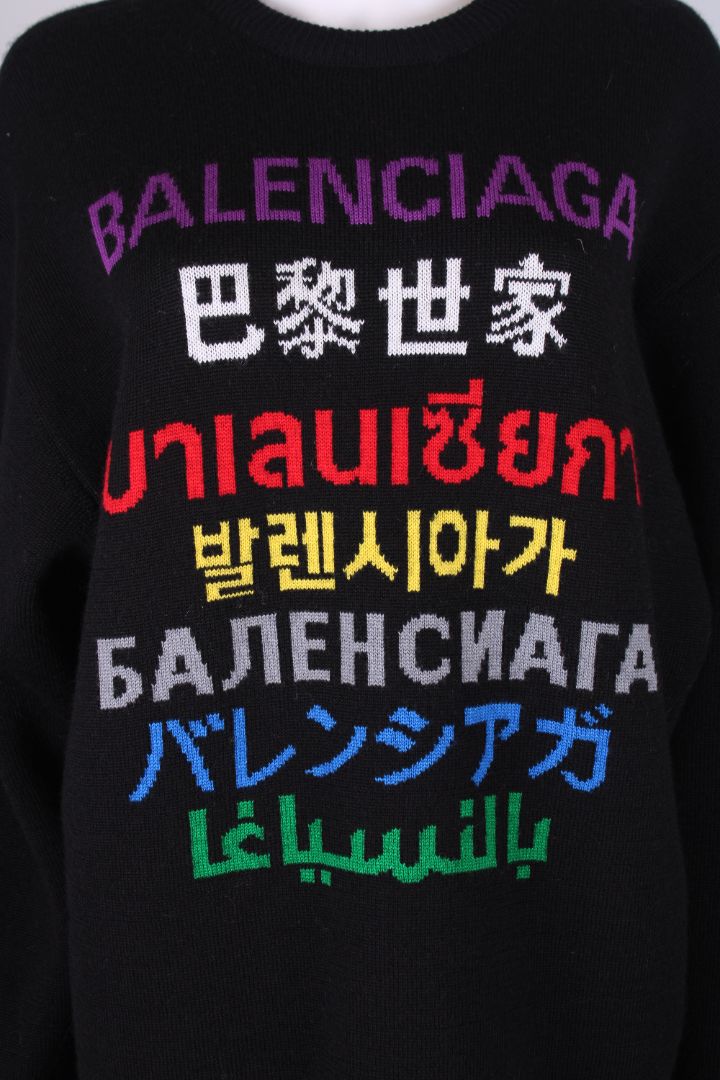 Balenciaga Logo Languages Jumper Black S