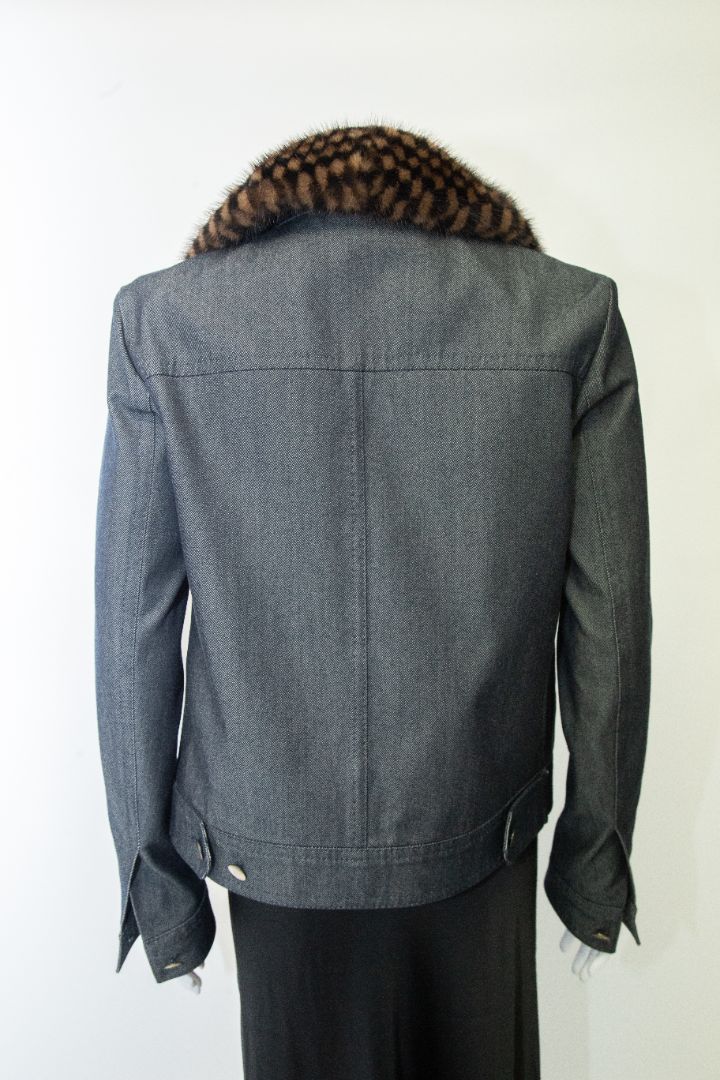 Louis Vuitton Mink Collar Denim Jacket Denim IT38
