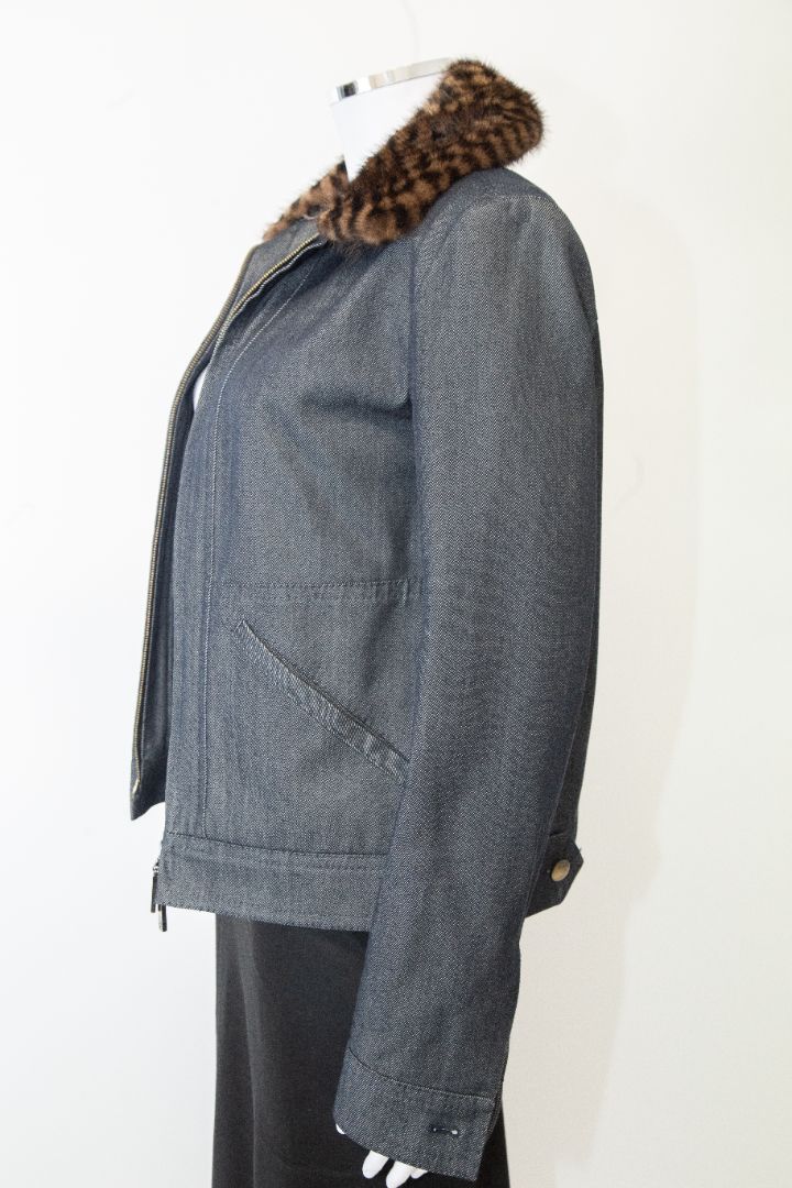 Louis Vuitton Mink Collar Denim Jacket Denim IT38