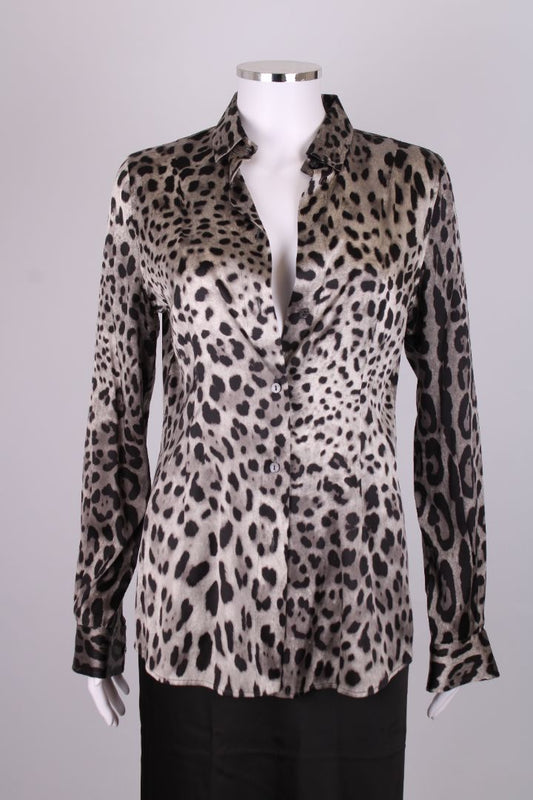 Dolce & Gabbana L/S Leopard Print Shirt Grey/ Black S
